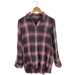 Madewell Men's Black Red Plaid Flannel Long Sleeve Button Down Shirt Top Size M
